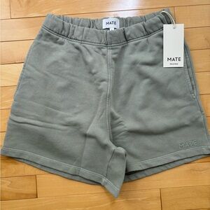 Organic Fleece Embroidered Pocket Short, Size S, Seagrass